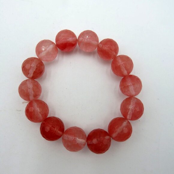 Rose Pink Quartz Bracelet Faceted Bead‎ Chunky Stones Stretch - Picture 6 of 10